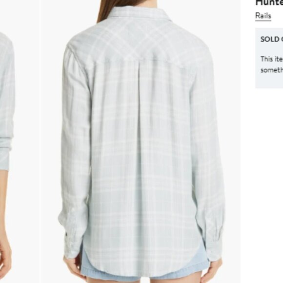 Rails Women's Hunter Paid Button Up Shirt Size XS in Seafoam Cozy Casual Soft - Picture 5 of 13